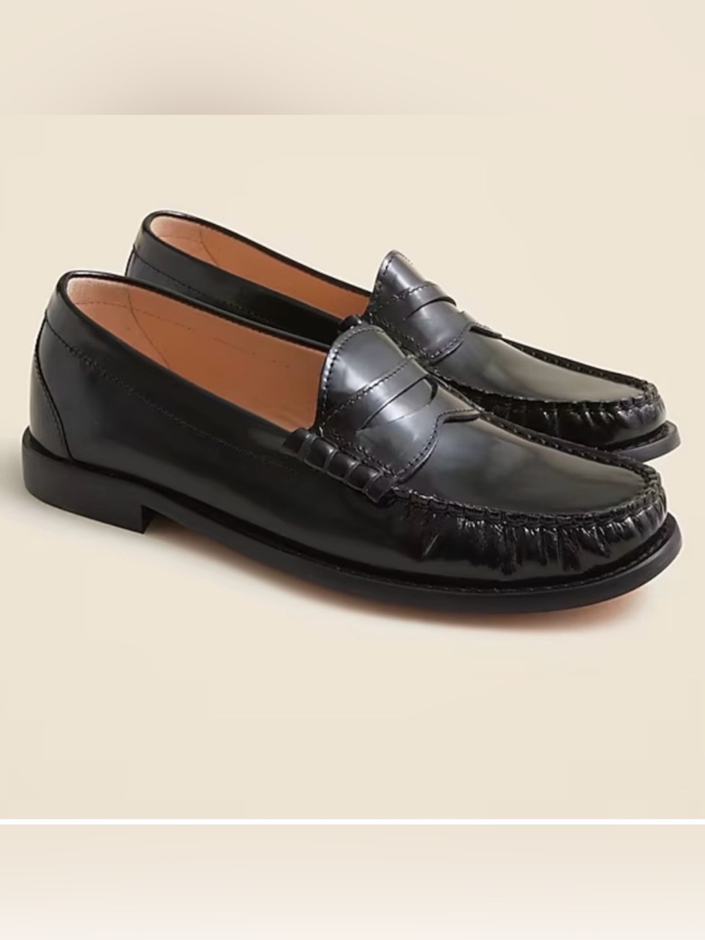 J. Crew Winona penny loafers black Italian spazzolato leather Item CH288 size 9